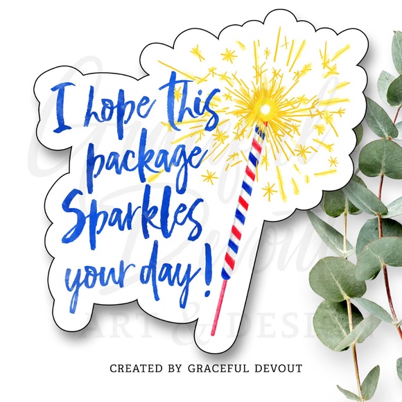 I Hope This Package Sparkles Your Day! - 2" (inches) Sticker (48ct.) [GD76-48] - Picture 1 of 6